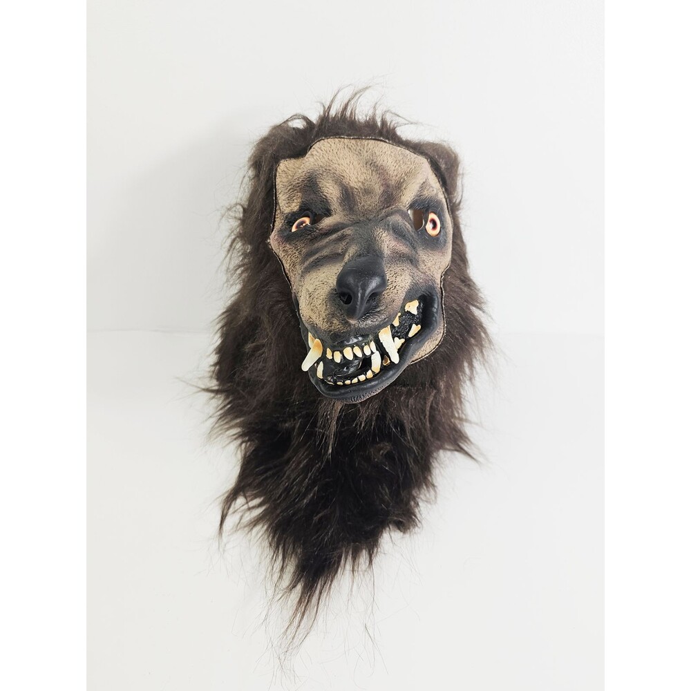 Werewolf Dark Brown Medium Adult Size Mask Covers Neck Latex Halloween Cosplay